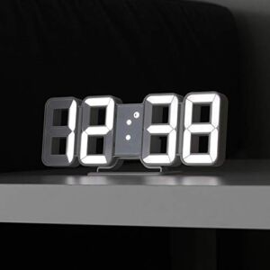 mooas Pure Mini White 3D LED Clock, Multi-Function LED Clock (Calendar, Alarm, Temperature)