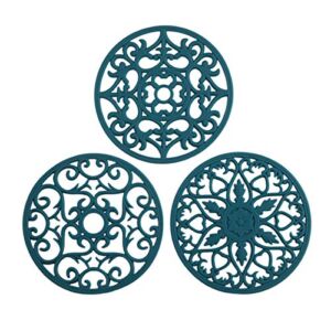 Colinda Silicone Trivet for Hot Dishes, Hot Pot and Pads – Protect Countertop from Hot Pot and Pans Coming Out from the Oven or Stove – Non-Slip & Heat Resistant,Teal,Set of 3