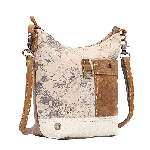 Myra Bag Buttercup Upcycled Canvas & Cowhide Shoulder Bag S-1480 | The Storepaperoomates Retail Market - Fast Affordable Shopping