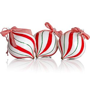 Ornativity Peppermint Candy Ornament Set – Christmas Candy Cane Shatterproof Candy Balls Hanging Ornaments for Indoor or Outdoor Christmas Tree – 1 Dozen