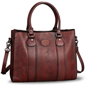 Genuine Leather Satchel Purses Handbags for Women Top Handle Shoulder Bags Lady Crossbody Tote Bags (Coffee)