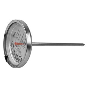 Home Basics, Silver (1 Instant Read Large Stainless Steel Mechanical Meat Thermometer, 2.5″ x 2.5″ x 5.25″