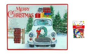 Holiday Country Glass Kitchen Cutting Board: Vintage Truck with Presents