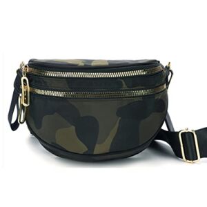AO ALI VICTORY Crossbody Bags for Women, Waterproof Nylon Travel Shoulder Handbags Girl’s Chest Purses Lightweight Sling Backpack (Camo Green)