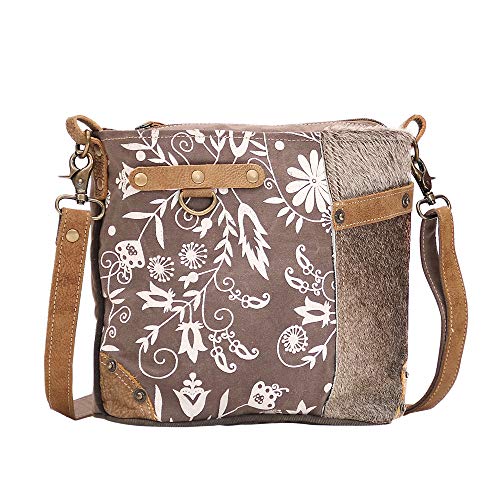Myra Bag Linaria Upcycled Canvas & Cowhide Shoulder Bag S-1505 | The Storepaperoomates Retail Market - Fast Affordable Shopping