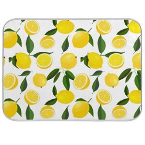 Harooni Lemon Dish Drying Mat – Yellow Lemon Leaves Heat Resistant Drying Mat for Kitchen Countertop Home Decoration 16 x 18 Inch