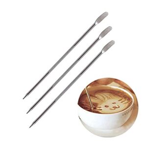 3pcs Coffee Art Pen 5.3inch Stainless Steel Coffee Fancy Stitch Needles for Cafe Home Kitchen Coffee Latte Decorating