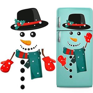 Christmas Fridge Magnets Cute Snowman Fridge Magnet Refrigerator Stickers Holiday Halloween Christmas Decorations for Fridge, Metal Door, Kitchen, Garage, Office (Snowman Style, 1 Set)