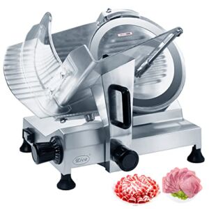 Zica 10″ Chrome-plated Carbon Steel Blade Electric Deli Meat Cheese Food Ham Slicer Commercial and for Home use ZBS-10A