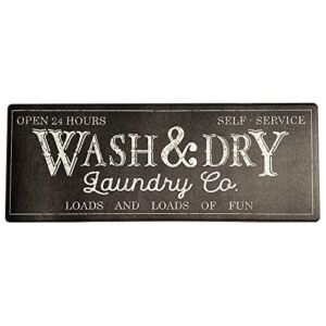 Elrene Home Fashions Farmhouse Living Rustic Wash and Dry Co. Country Anti-Fatigue Comfort Mat for Laundry Decor, 18″ x 48″, Black