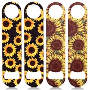 4 Pieces flat bottle openers Sunflowers Stainless Steel Bottle Opener Beer Bottle Opener bar key for bartenders,Home Kitchen, Bar or Restaurant 2 Styles