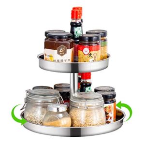 Spice Racks for Cabinets Kitchen Spices Turntable 2 Tier Cabinet Organizer Seasoning Rack Adjustable Space Rack Adjustable Spice Rack Double Deluxe Kitchen Organizer Shelf for Cabinets Rotating Spice (STYLE 01)