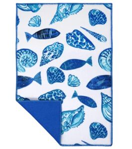 Home Collection Summer Patterned Dish Drying Mat – 12 x 18 Inches (Blue Seashells)