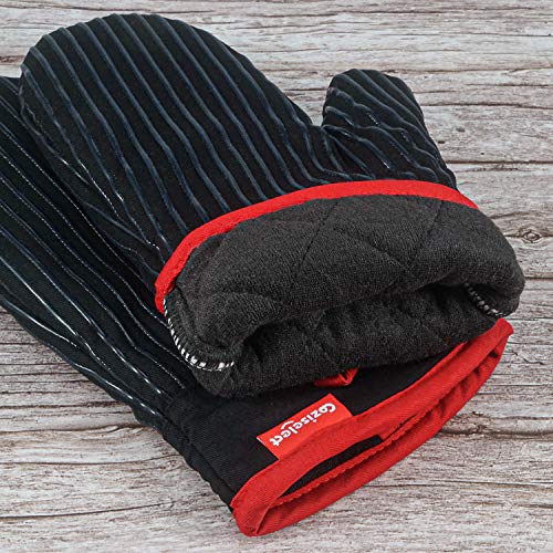 Oven Mitts and Pot Holders Set, 500 F Heat Resistant Oven Mit Gloves Hot Pads for Kitchen Cooking Grill, Pure Cotton and Terrycloth Lining, Heavy Duty Thick Ovegloves Black, 4-Piece Set, by Coziselect | The Storepaperoomates Retail Market - Fast Affordable Shopping