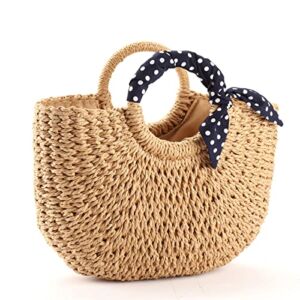 YXILEE Summer Beach bag,Handmade Large Straw Tote Bag Womens Handbag