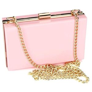 Women Cute Clear Acrylic Box Clutch Bag Transparent Approved Crossbody Purse Evening Bag Shoulder Clutch (Pink)