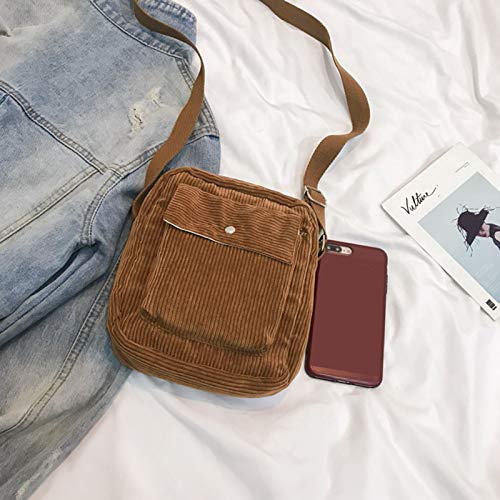 Corduroy Shoulder Tote Bag Women’s Crossbody Shoulder Handbags Mini Canvas Handbag Ladies Casual Purse for Women Girl Outdoor Travel（brown） | The Storepaperoomates Retail Market - Fast Affordable Shopping