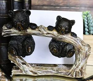 Ebros Rustic Forest 2 Black Bear Cubs Hanging On Tree Branch Kitchen Paper Napkin Holder Figurine 5.75″L Country Cabin Lodge Bear Family Decorative Statue