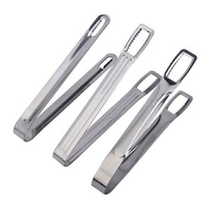 Cabilock 3Pcs Kitchen Food Tong Stainless Steel Non Slip Toaster Tongs Ice Cube Tongs BBQ Cooking Grilling Tongs Towel Clamps Buffet Tongs for Restaurant Home Silver