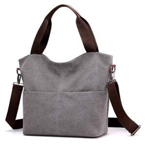 Hobo Handbags, DOURR Canvas Crossbody Bags for women Fashion Crossover Purse Cotton Shoulder Bag (Gray-01)
