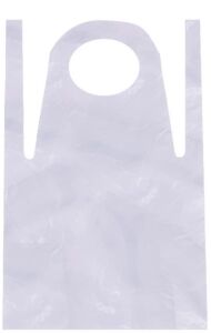 hapray 50 Pieces Disposable White Plastic Aprons, 46 inches x 28 inches Waterproof Polyethylene Perfect for Cooking Painting Arts n’ Crafts and More