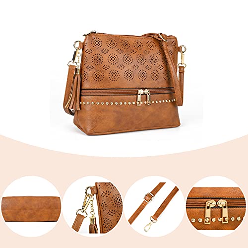 Boho Crossbody Bags for women Leather Purses and Handbags Small Cross Body bags Retro Hollow Out Bags Ladies Handbags Brown | The Storepaperoomates Retail Market - Fast Affordable Shopping