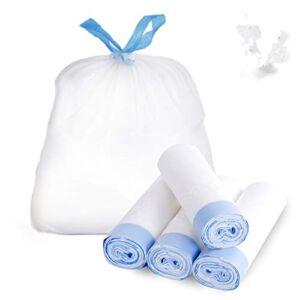 Favored 4 Gallon Trash Bags,Garbage Bags Tall Strong Super-Thickened Drawstring Solid Small Trash Bags,Garbage Bags for Kitchen,Bathroom, Bedroom, Home, Office, Trash Cans 4 Gallon (48 Count-white)