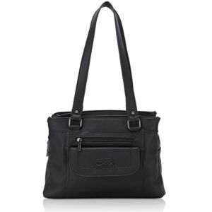 Angel Barcelo Women Soft Leather Handbags Satchels Shoulder Bags Casual Purses Top-Handle Handbag for Girl Black