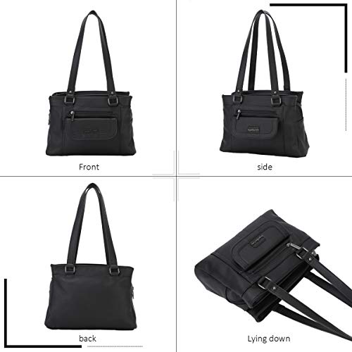 Angel Barcelo Women Soft Leather Handbags Satchels Shoulder Bags Casual Purses Top-Handle Handbag for Girl Black | The Storepaperoomates Retail Market - Fast Affordable Shopping