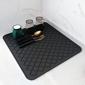 AMOAMI-Dish Drying Mats for Kitchen Counter Heat Resistant Mat Kitchen Gadgets Kitchen Accessories (16″ x 18, BLACK)