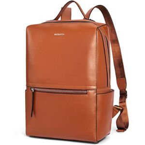 BOSTANTEN Genuine Leather Backpack Purse 15.6 inch Laptop Backpack Fashion Casual College Shoulder Bag Travel Backpack Brown