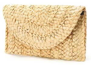 Obosoyo Women’s Straw Clutch bags Handbag Straw Purse Envelope Bag Wallet Summer Beach Bag Woven Bag Purse Wallet
