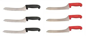 Offset Bread Knife Cozzini Cutlery Imports 9 in. Blade – Black or Red – Home and Commercial Kitchen (6 Pack – 3 Black, 3 Red)