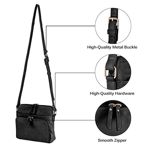 OB OURBAG Solid Multi-pockets Casual PU Leather Crossbody Shoulder Bags for Women (Black) | The Storepaperoomates Retail Market - Fast Affordable Shopping