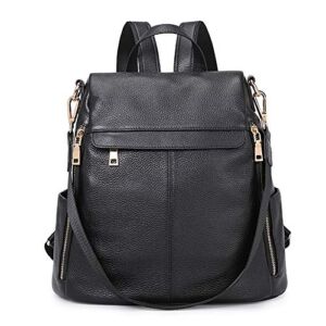 Kattee Women’s Anti-Theft Backpack Purse Genuine Leather Shoulder Bag Fashion Ladies Satchel Bags – Black
