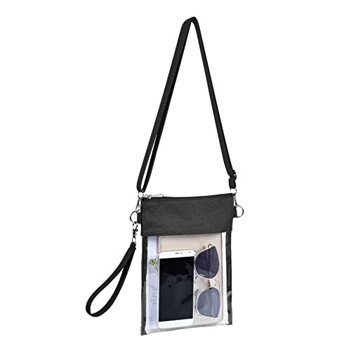 USPECLARE Clear Crossbody Purse Bag Stadium Approved Clear Tote Bag with Adjustable Shoulder Strap (Clear black) | The Storepaperoomates Retail Market - Fast Affordable Shopping