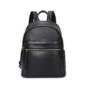Kattee Genuine Leather Backpack Purse for Women Multi-functional Elegant Daypack Soft Leather Shoulder Bag Office, Shopping, Trip – Black