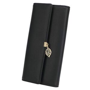 Loiral Womens Wallet RFID Blocking Long Trifold Wallet PU Vegan Leather Leaf Card Holder with Zipper Pocket