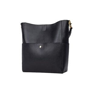 GIONAR Black Soft Cow Leather Purse Womens Full Leather Tote Handbag RFID Designer Bucket Crossbody Bag