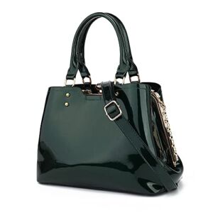 Style Strategy green purses patent leather Satchel handbags for women Top Handle with kiss lock Shoulder bags crossbody for women