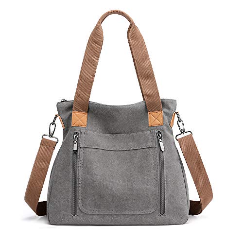 Women Canvas Shoulder bags Hobo Tote Bags Casual Satchel Handbags Crossbody Shopper Bags Gray | The Storepaperoomates Retail Market - Fast Affordable Shopping