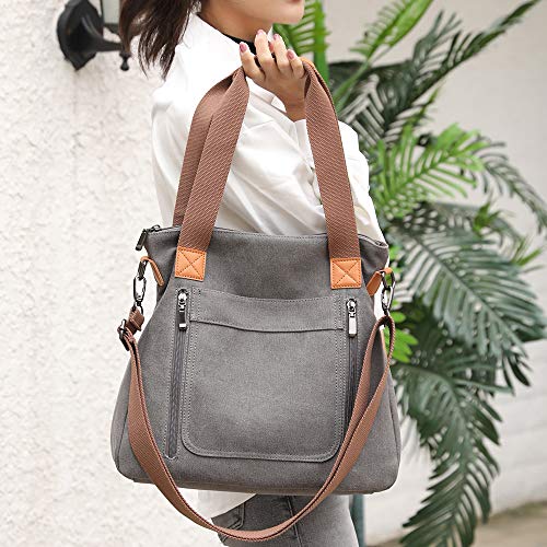 Women Canvas Shoulder bags Hobo Tote Bags Casual Satchel Handbags Crossbody Shopper Bags Gray | The Storepaperoomates Retail Market - Fast Affordable Shopping