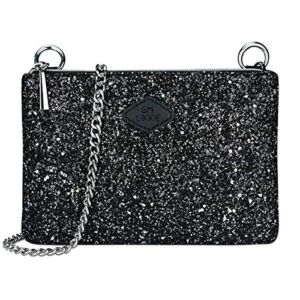 Crossbody Clutch Purse for Women, GM LIKKIE Glitter Evening Bag, Shoulder Wedding Handbag for Party (Black)