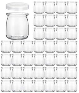 Glass Jars, KAMOTA 40 PACK 6 oz Clear Yogurt Jars With PE Lids, Glass Pudding Jars Yogurt Jars Ideal for Jam, Honey, Wedding Favors, Shower Favors(200ml)