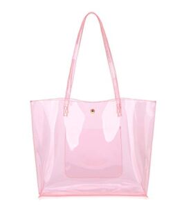 Dreubea Women’s Clear PVC Tote Bag Shoulder Handbag from, Big Capacity Purse
