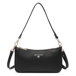 AMELIE GALANTI Small Shoulder Handbag for Women, Vegan Leather Crossbody Purse Bags Lightweight with 2 Removable Straps