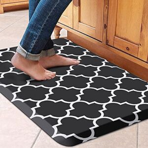 WISELIFE Kitchen Mat Cushioned Anti-Fatigue Kitchen Rug,17.3″x 28″,Non Slip Waterproof Kitchen Mats and Rugs Heavy Duty PVC Ergonomic Comfort Mat for Kitchen, Floor Home, Office, Sink, Laundry,Black