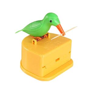 Other Household Accessories, Toothpick Box, Creative Bird Automatic Wooden Box, Press The Toothpick Holder, Creative Home- Yellow Green Bird