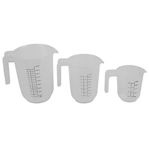 Home Basics Precise Pour 3 Piece Plastic Measuring Set with Short Easy Grip, BPA Free Nesting Stackable Cups, Spout & Clear Handles-1, 2, 4, Clear