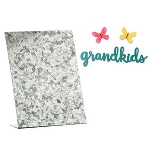 Galvanized Metal Photo Frame Board Home and Office Decor Includes Grandkids and Two Butterfly Magnets, by Roeda Studio